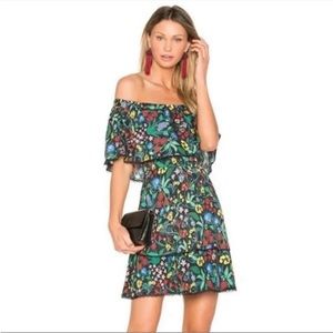 Tylie Floral-Print Off-the-Shoulder Ruffle Mini Dress, Multicolor- Size 4